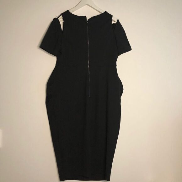 NEW ASOS Dress Cutout Short Sleeves Crewneck Midi Black Size 8 work care… - Picture 5 of 5